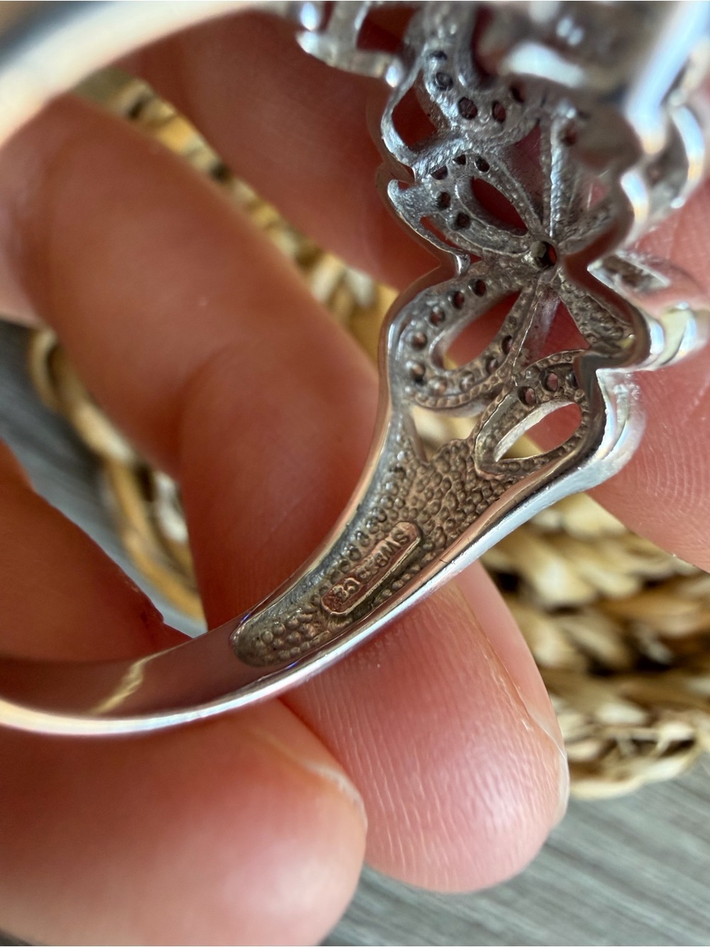 Vintage Designer SW Floral Sterling Silver Ring - Sz 8.5 - Picture 6 of 7